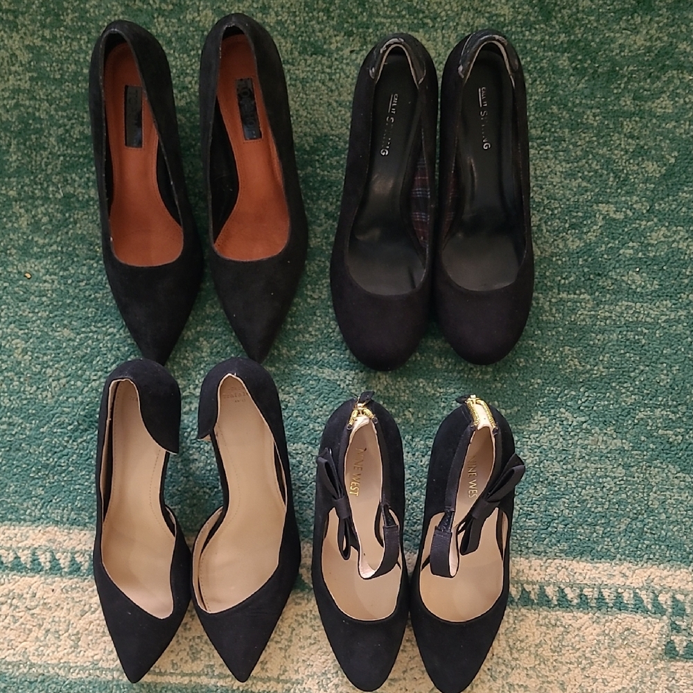 Chic Black Suede Women's Heels